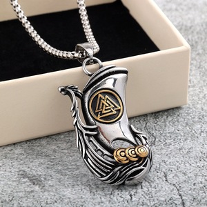 Collier pendentif bateau à voile Viking unisexe en acier inoxydable vintage, design géométrique, bijou cadeau - Product Image 2