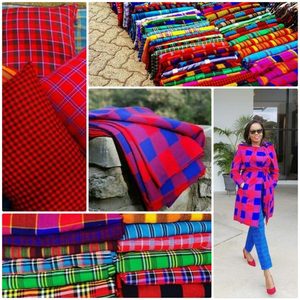 Maasai shuka afrika kumaş Safari kumaş Maasai bez geleneksel bezler piknik battaniyesi - Product Image 6