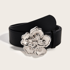 Vente en gros <span class=keywords><strong>ceinture</strong></span> double face disponible grande fleur <span class=keywords><strong>boucle</strong></span> métallique en cuir <span class=keywords><strong>ceinture</strong></span> large jupe décorative pour femmes ceintures de taille - Product Image 4