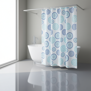 Rideau de douche en tissu polyester à pois 180x200 cm gris - Product Image 3