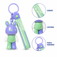 Porte-clés Lapin Mignon en Silicone avec Dragonne, Breloque de Sac, Pendentif Arc-en-ciel Kawaii, Vente en Gros, Personnalisation OEM ODM