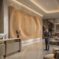 Art mural paramétrique 3D, panneau mural ondulé cannelé, mur d'accentuation personnalisé, hall d'hôtel, bureau, restaurant, projet commercial