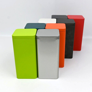 Boîte en métal carrée haute, multicolore, mate, de qualité alimentaire, pour le stockage du thé et des produits secs, avec logo personnalisé imprimé - Product Image 1