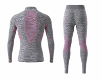 Conjunto de Ropa Interior Térmica sin Costuras para Hombre, Camiseta de Manga Larga con Cuello Alto y Leggings Elásticos, Ropa Deportiva para Esquí y Ciclismo