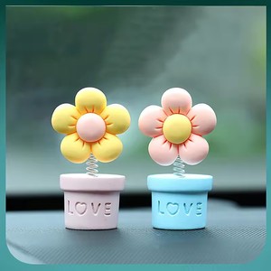 Décoration de voiture à tête oscillante, motif tournesol mignon, ornement pour l'intérieur de la voiture, accessoires de décoration automobile - Product Image 6