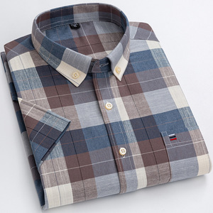 <span class=keywords><strong>Camicia</strong></span> da <span class=keywords><strong>uomo</strong></span> in cotone Oxford Plaid Casual formale a maniche corte abbottonata da lavoro per ufficio <span class=keywords><strong>camicia</strong></span> da <span class=keywords><strong>uomo</strong></span> - Product Image 1