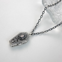 Collar con Colgante de Ataúd Gótico Oscuro de Plata de Ley 925 con Circonita Nomilit, Estilo Punk, Hip-hop, Retro, Alternativo, Personalizado
