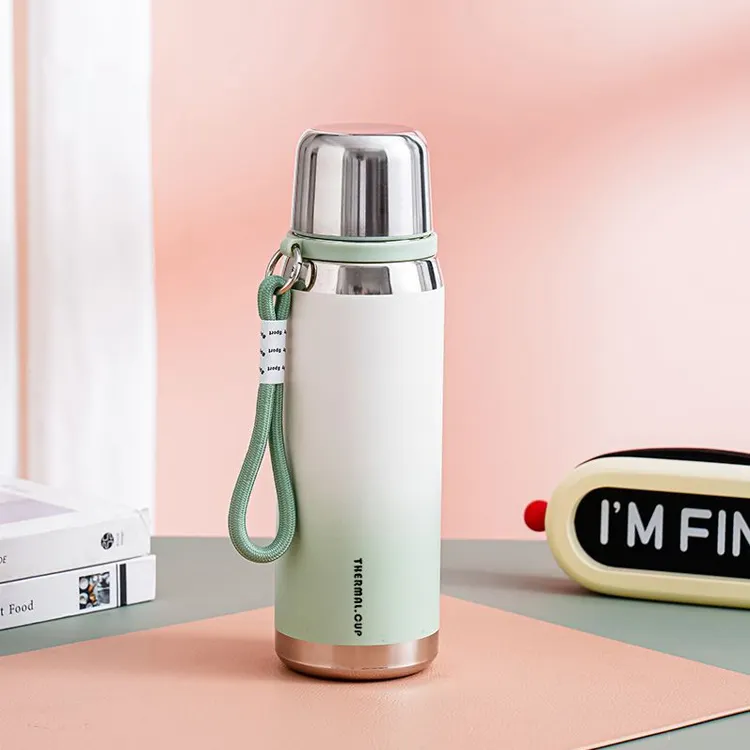 Portable grande capacité Thermos tasse Double paroi 316 en acier inoxydable isolé sous vide dégradé bouteille d'eau avec corde