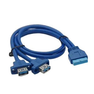 USB3.0 doppia porta USB 3.0 femmina a vite tipo di pannello per scheda madre 20 pin cavo custodia per PC cavi 20 pin 30cm 50cm 80cm