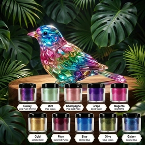 Poudre de mica caméléon LEQU Happy And Fun, 10 couleurs, effet changeant de couleur, pigment pour résine époxy, pour loisirs créatifs, nail art, fabrication de bijoux - Product Image 2