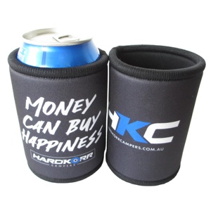 Black Neoprene Stubbies Cooler Premium Stubby Holder Beer Drink Holder Printed With Overlock Stitching and Zigzag Tape on Seam - Product Image 4