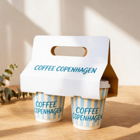 Maßgefertigte Weiße Umweltfreundliche 2-Tassen-Kaffee-Tragetasche aus Papier mit Griff für Café-Getränke zum Mitnehmen