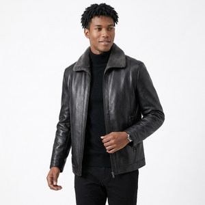 Genuine Leather <b>Jacket</b> Men Slim Fit Lightweight Lambskin Coat Fashion Elegant Outerwear Leather Bomber Leather <b>Jacket</b> - Product Image 1