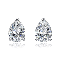 Anting-anting berlian potongan pir, model klasik wanita, setting cakar, bentuk bunga, dilapisi rhodium, hadiah pesta ulang tahun pernikahan yang trendi