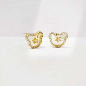 Pendientes de plata de ley 925 geométricos, finos, sencillos, bonitos, triangulares, chapados en oro, con gemas, para mujer, a la moda. - Product Image 4