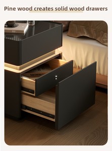 Tête <span class=keywords><strong>de</strong></span> <span class=keywords><strong>lit</strong></span> moderne <span class=keywords><strong>de</strong></span> luxe en MDF ultra-étroit Planche à bascule suspendue en bois massif Conception simple Aucune installation requise pour une utilisation en appartement - Product Image 6