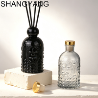Diffuseur d'arômes en verre transparent noir, gris clair, personnalisable, 200 ml, avec bâtonnets, décoration d'intérieur