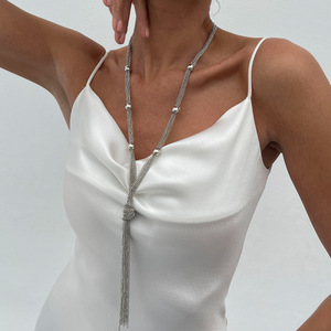 Collar de Eslabones Geométricos en Forma de Y, Chapado en Oro, Estilo Europeo Americano, Simple, para Mujer, Estilo Frío, Multicapa, con Cuentas CCB - Product Image 2