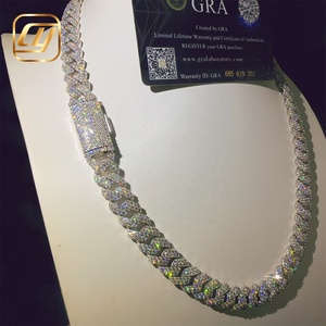 Hip Hop Jewelry 12MM VVS Moissanite Diamond Pass Diamond Tester Sterling Silver 925 Hip Hop <b>Iced</b> <b>Out</b> Cuban Link <b>Chain</b> Necklace - Product Image 6