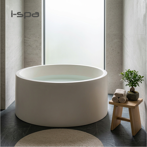 Bañera Acrílica Independiente I-SPA CALM 01, Blanca, sin Juntas, con Hidromasaje, Drenaje Central, para Hotel, Apartamento, Villa - Product Image 1
