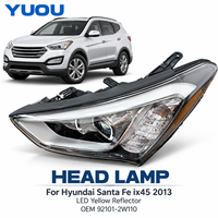 Phare LED pour Hyundai Santa Fe IX45 2013, ensemble de phares, réflecteur jaune, OEM 92101-2W110, pièces de carrosserie automobile