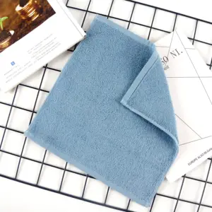 Wholesale cheap 400gsm 100% cotton Square 30*30cm blue grey SOLID COLOR hand face towel