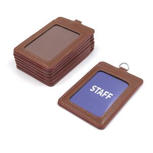 Porta Identificaciones de Cuero PU con Anillo Metálico para Uso Escolar y de Oficina - Product Image 1
