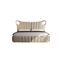 Lit king size italien en cuir souple, haut de gamme, écologique, artistique, rembourré, réglable, avec rangement, 1,8 m de haut