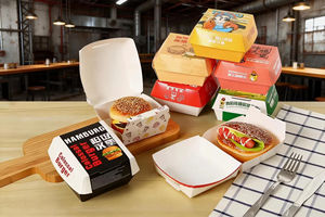 Cajas de Cartón para Hamburguesas para Llevar, Caja de Papel para Hamburguesas Reciclable, Productos Ecológicos, Cartón de Papel Kraft para Alimentos, Embalaje de Cartón Reciclable - Product Image 5