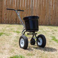 50 LB (23 KG) Diffusion Engrais Épandeur Walk-Behind Push Garden Seeder Engrais de jardin avec poignée d'entraînement