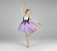 Robe de fête de Noël violet foncé Belle scène Performance longue robe lyrique filles Performance robe de danse