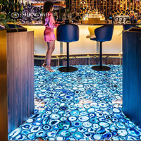 Design rétro-éclairé pour restaurant de luxe Carrelage en pierre d'agate bleue translucide avec lumière LED