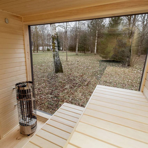 Sauna carré extérieur durable pour 4 personnes, cabine de bien-être en bois massif imperméable pour villa, jardin, <span class=keywords><strong>spa</strong></span>, complexe hôtelier - Product Image 6