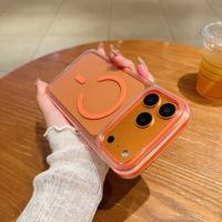 Coque de téléphone personnalisée avec logo et bordure contrastante pour iPhone 17 E 16 Pro Max 15 Plus 13 – Coque arrière rigide transparente avec pare-chocs souple anti-chute