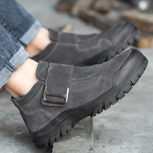 Men's Steel Toe Safety Shoes Anti-Impact Anti-Puncture Anti-Slip Work Boots Construction Industry Middle-Cut Felt Buttons - Product Image 1