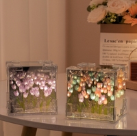 Cadeau populaire pour la Saint-Valentin, anniversaire, cadeau artisanal, décoration de chambre, lampe de table, kits de bricolage, fonction miroir en forme de tulipe, lampe LED en forme de tulipe
