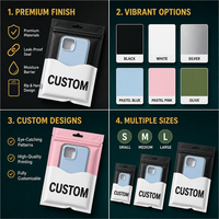 Pochette personnalisée entièrement imprimée à fermeture éclair 3 côtés avec trou de suspension Euro et fenêtre transparente pour emballage plastique de coques de téléphone et accessoires mobiles