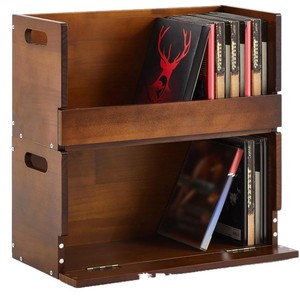 Étagère de rangement transfrontalière en bois pour CD/DVD, présentoir empilable pour cassettes avec poignée, support de rangement pour boîtes de films - Product Image 5