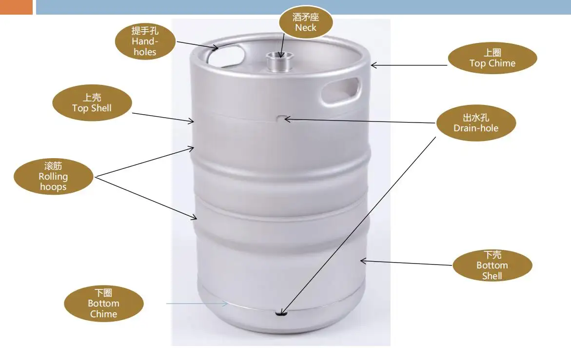 Barril de cerveja para barril, barril de cerveja de aço inoxidável 1/4 bbl padrão eua para microcerâmica