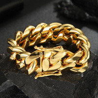 Collar de Cadena Cubana de Acero Inoxidable para Hombre, Color Dorado, Joyería Hip Hop de Miami, Collar Masculino, Accesorios de Moda