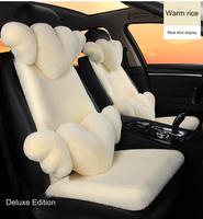 Accesorio Interior para mujer, conjunto completo de invierno, cojín para la cintura, almohada para reposacabezas, piel corta de terciopelo de felpa, funda para asiento de coche con forma de corazón esponjoso