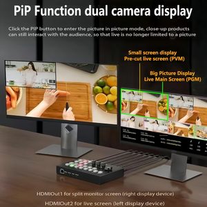 Commutateur vidéo HDMI SYONG SDI, mélangeur, capture USB, OBS, streaming en direct, commutateur <span class=keywords><strong>PIP</strong></span>, audio, mélangeur vidéo 1080P60hz - Product Image 5