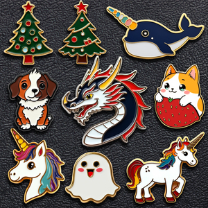 Proveedor de pines metálicos al por mayor sin mínimo de pedido, broche con purpurina, pin de esmalte duro de anime, insignia de solapa suave, fabricante de pines de esmalte personalizados - Product Image 1