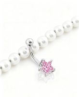 Piercing de nombril en acier chirurgical 316L, étoile scintillante rose clair, bijou corporel - Cadeau de mariage et de fiançailles, style punk plaqué argent