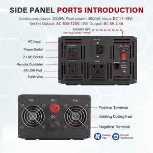 <span class=keywords><strong>Inverter</strong></span> UPS per Elettrodomestici 2000W, <span class=keywords><strong>da</strong></span> CC <span class=keywords><strong>12V</strong></span> <span class=keywords><strong>a</strong></span> CA <span class=keywords><strong>220V</strong></span>, 1000W 1500W 3000W, Onda Pura con Caricabatterie - Product Image 4