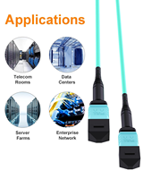 Kabel Trunk MPO ke MPO 50/125μm Multimode OM4 (8 Serat, MPO ke MPO Female, Tipe B, LSZH/Riser, UPC, Aqua) 1.5m (4.9ft)