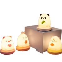 Lampes de nuit LED, animaux mignons, cochon, lapin, lampe en silicone, commande tactile, blanc chaud, chambre d'enfant, salon, cadeau de vacances, rechargeable