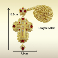 Grec Orthodoxe Religieux Église Métal Artisanat Sternum Croix Pendentif Collier Catholique Décoration Icône Bijoux pour Prière Plaqué