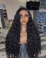 200 densité cheveux vierges bruts bouclés vague d'eau perruques de cheveux humains sans colle 13x4 Transparent HD dentelle frontale birman perruques bouclées