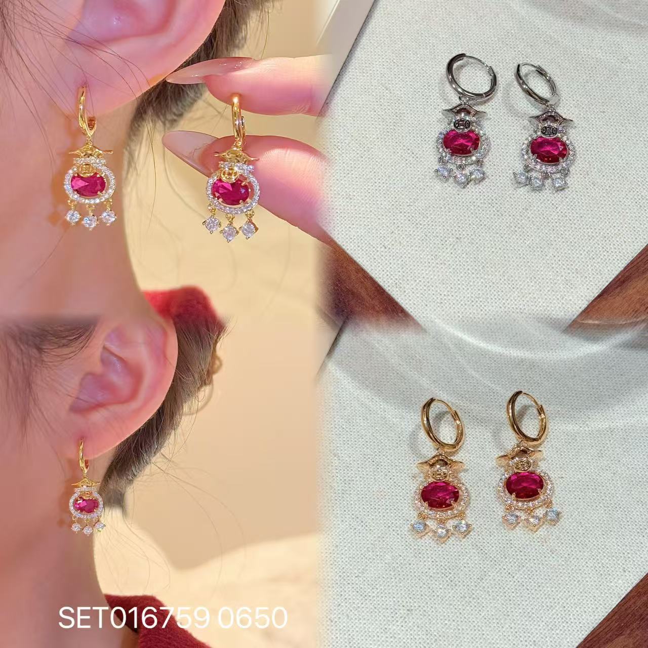 Lucky bag earrings-gold
